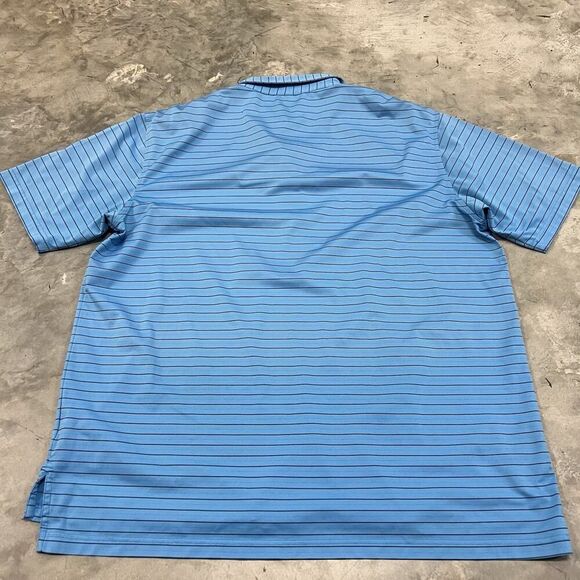 Masters Peter Millar Polo Shirt Mens XL Blue Striped Golf Tech Performance READ - Picture 8 of 9